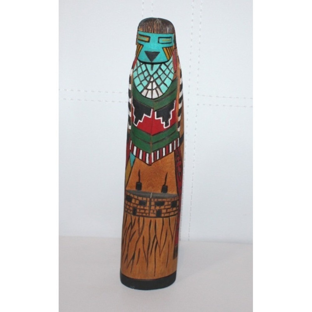 Marvin Polacca carved wood Flute Kachina Hopi Tewa kokopelli 10‎ 3/4" tall